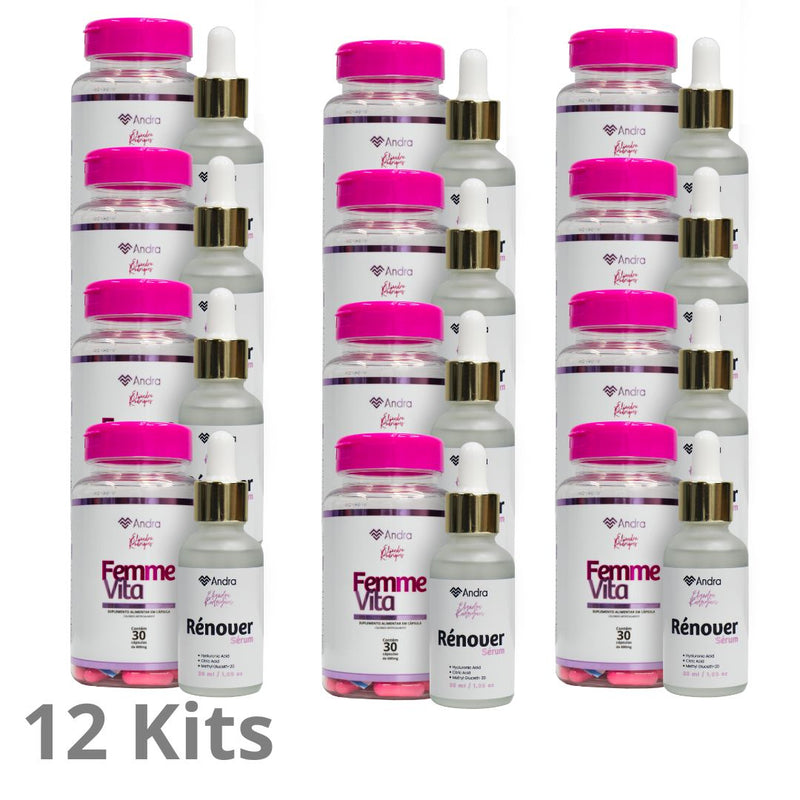 KIT SKIN CARE ANDRA 12 SÉRUNS + 12 FEMME VITA (GRÁTIS) MELHOR CUSTO BENEFÍCIO